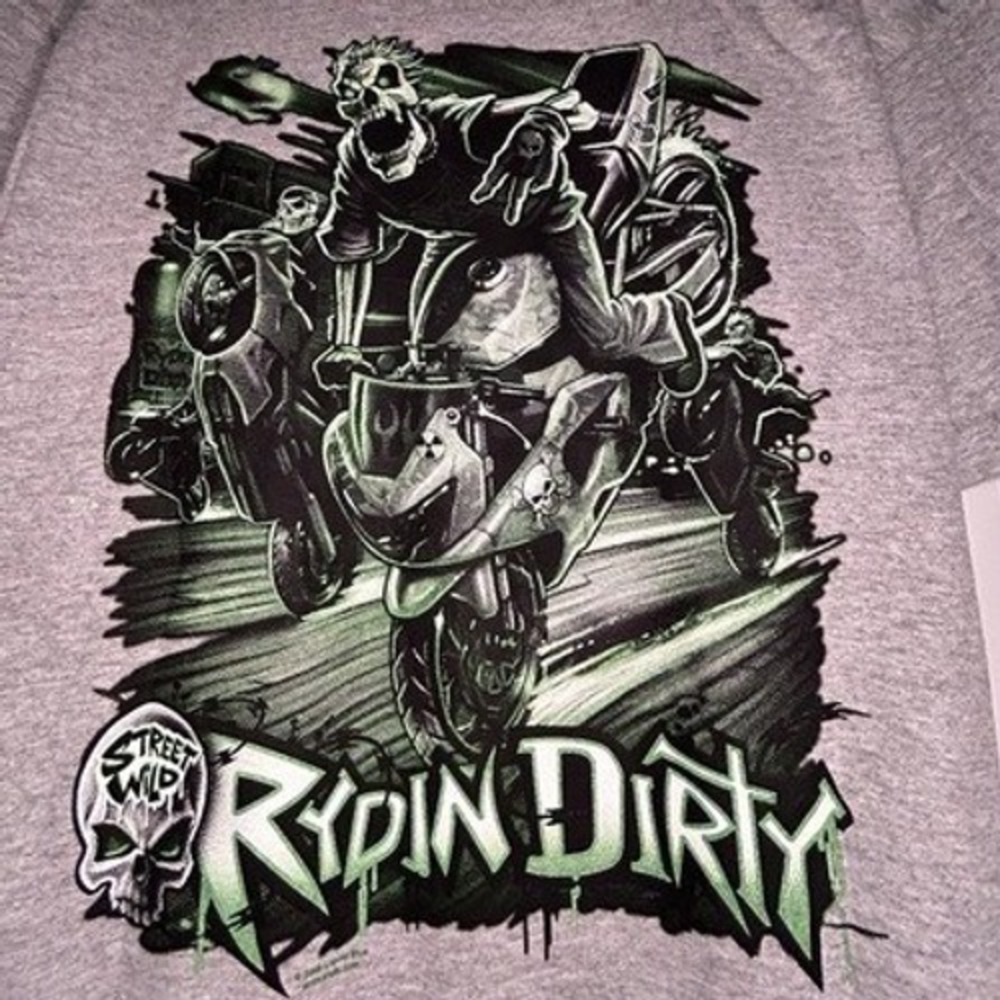 Vintage Y2k Bike Week Rydin Dirty Cyber Punk Skeleton Motorcycle Grunge T-Shirt
